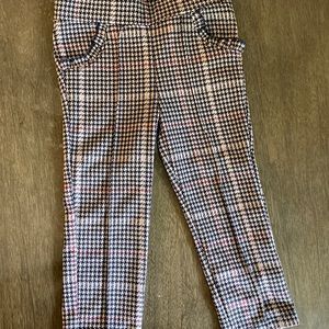 3T dress pants in black/pink/burgundy. Stretch waistband.